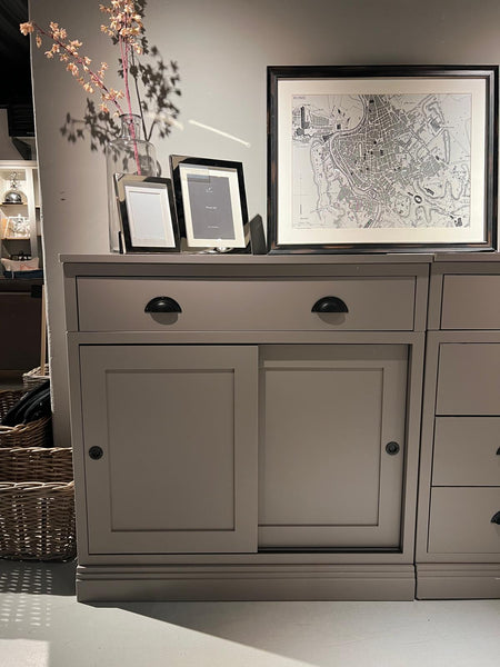 Chawton Tall Closed Sideboard - Single - Grey Oak