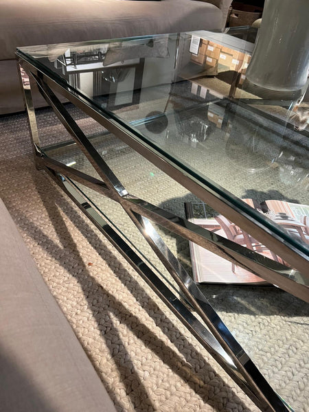 Manhattan 120 Square Coffee Table - Metal & Glass