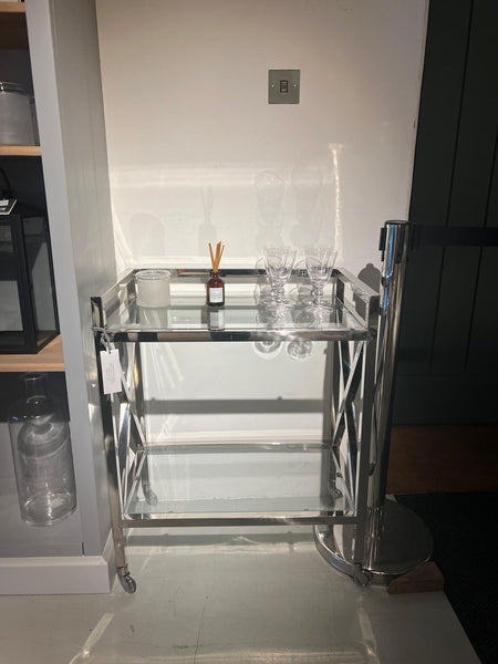 Manhattan 65 Rectangular Drinks Trolley - Metal & Glass