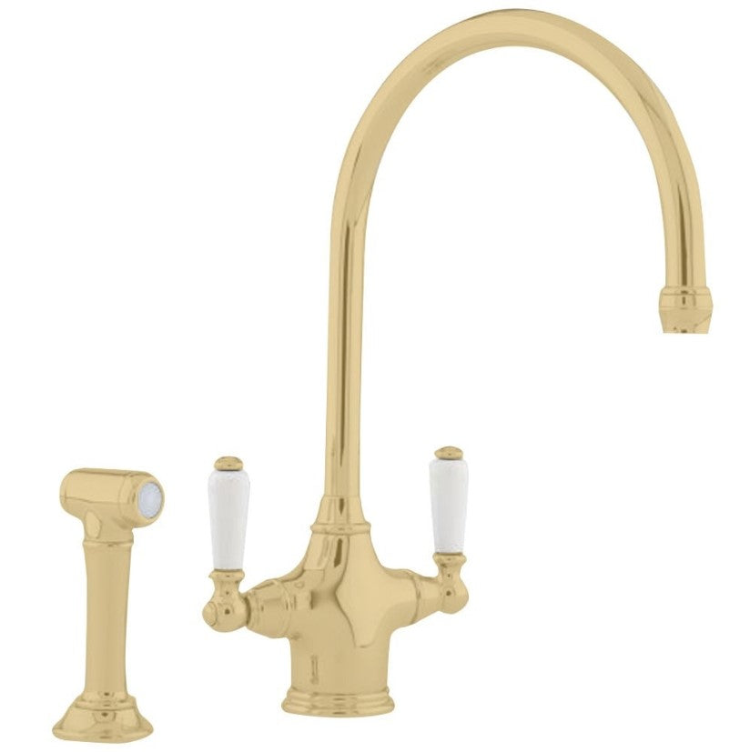 Perrin & Rowe Phoenician mixer tap & hand rinse- Gold- 4360-IG-WPC