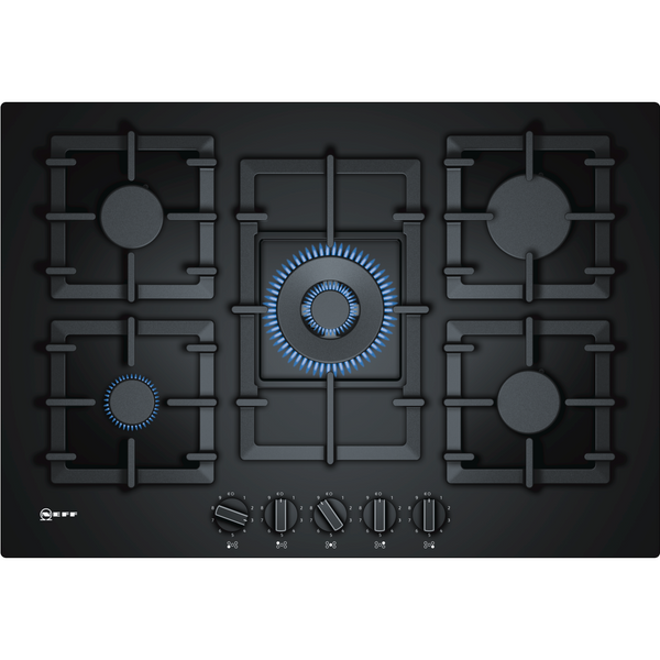 Neff 75cm Gas on Glass Hob, Tempered glass, Black- T27CA59S0