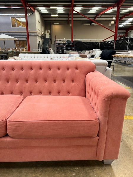 Lottie Sofa Medium - Linara Rhubarb - Pale Oak Legs