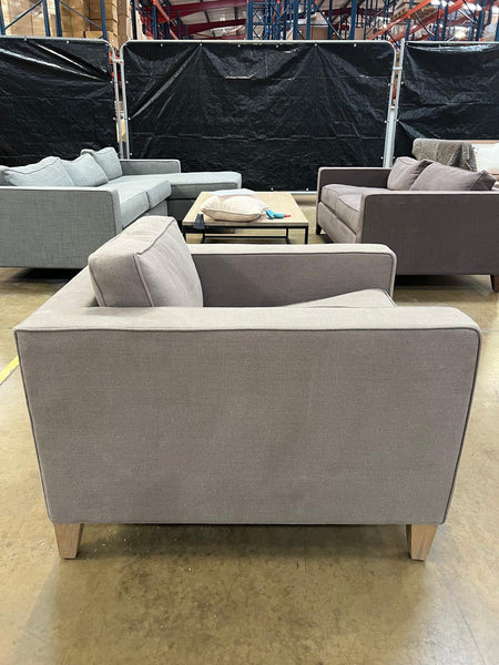 Shoreditch Armchair - Heavyweight Linen Millet - Vintage Oak Legs