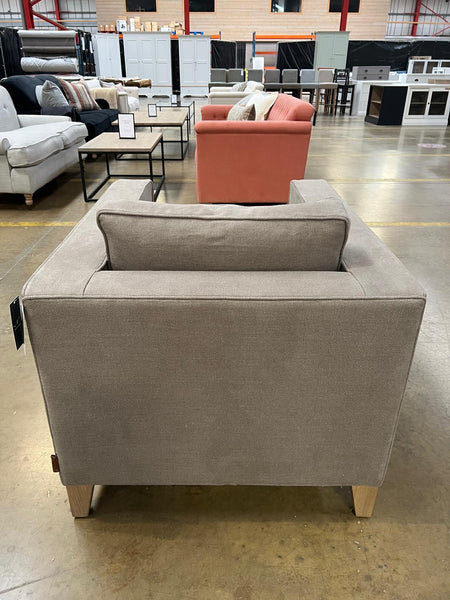 Shoreditch Armchair - Heavyweight Linen Millet - Vintage Oak Legs