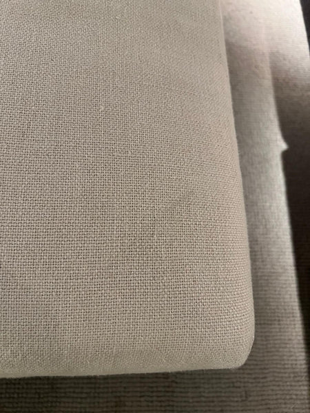 Long Island Footstool - Heavyweight Linen Pale Oat