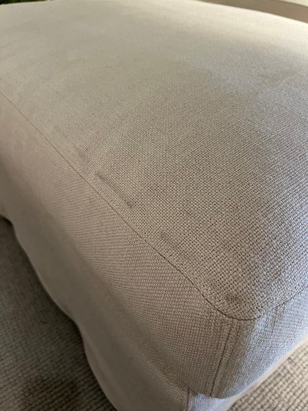 Long Island Footstool - Heavyweight Linen Pale Oat