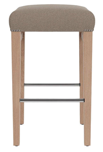 Shoreditch Bar Stool Heavyweight Linen Spelt - Natural Oak